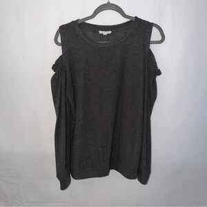 Socialite Charcoal Knit Cold Shoulder Top